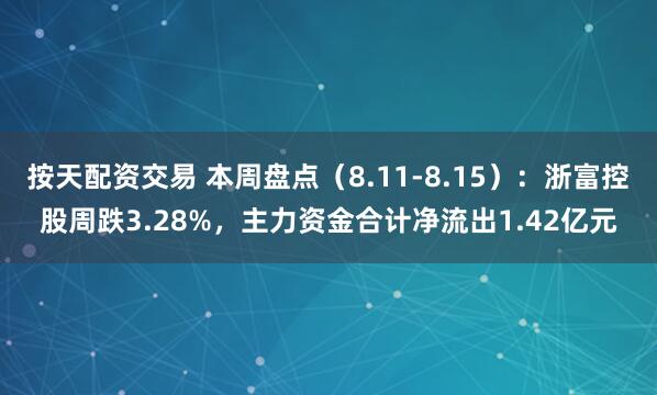 按天配资交易 本周盘点（8.11-8.15）：浙富控股周跌3.28%，主力资金合计净流出1.42亿元